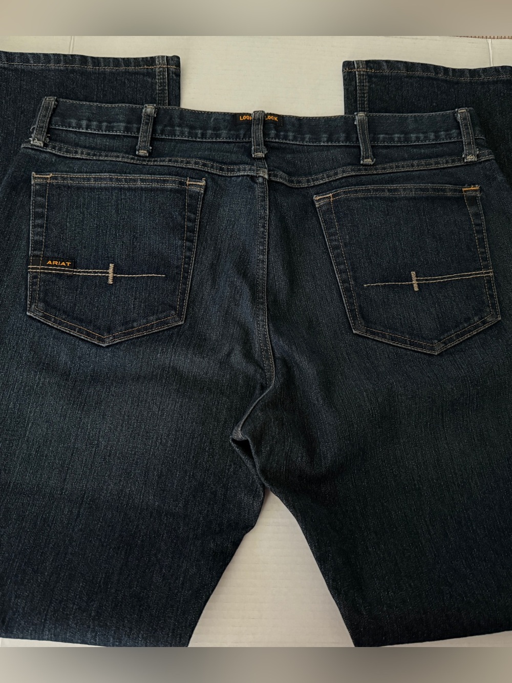 Ariat REBAR M7 Denim Blue Jeans Dark Wash Slim Straight Leg Men's Size 38 X 34